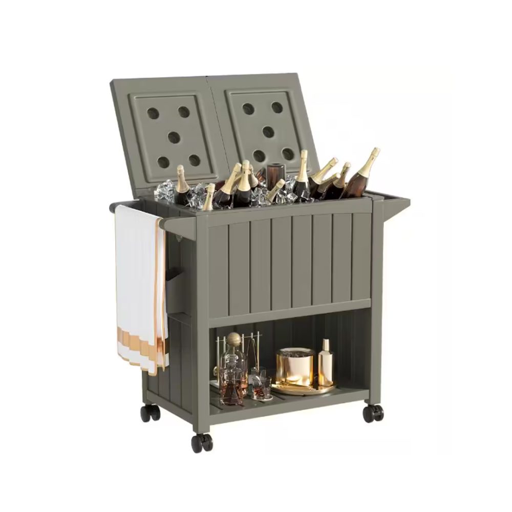 Outdoor Bar Serving Cart with Cooler Storage Miguel Moses